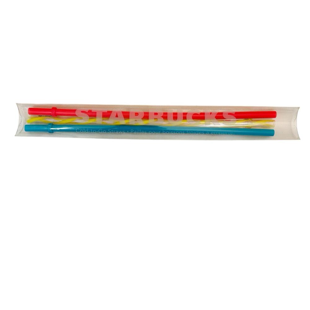 Starbucks Replacement Straws Venti Lot of 3 Coral Turquoise Yellow Stripe NEW!